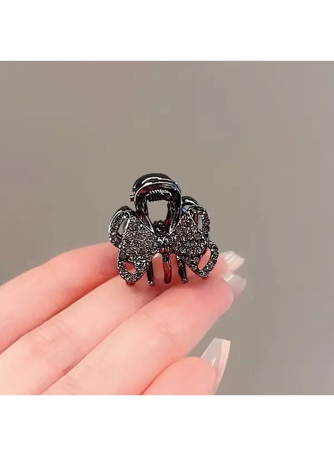 Bow Tie Alloy Butterfly Hair Claw With Rhinestone Bow Detail Sweet Shark Clip For Teens Adults Valentine Gift Single Pack - Image 3
